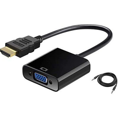 Sounce HDMI to VGA Gold Plated High-Speed 1080P Active HDTV HDMI to VGA Adapter Converter Male to Female with Audio and Micro USB Charging Cable, (Black)