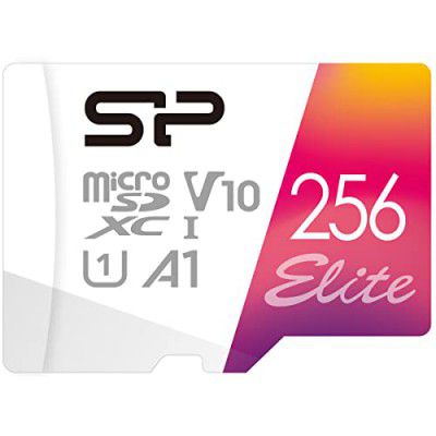 SP Silicon Power 256GB microSDXC UHS-I Micro SD Card with Adapter, Up to 100MB/s Read, Class 10 U1 V10 A1 Full HD Video microSD Memory Card, Elite Series