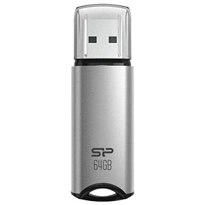 SP Silicon Power 64GB USB 3.0 Flash Drive, Aluminum Casing Built-in Strap Hole, USB 3.2 Gen 1 USB 2.0 Thumb Drive Pen Drive Memory Stick, Silver, Marvel M02 Series