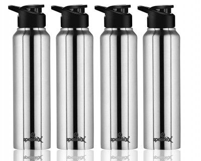 Speedex Stainless Steel Fridge Water Bottle/Refrigerator Bottle/Thunder with Sipper Cap (Pack of 4, Silver Colour, 1000 ml)