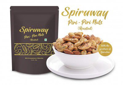 Spiruway Piri Piri Nuts With Roasted Cashews , Almonds , Spirulina And Peri Peri Flavoured , 150g ( Pack Of 2)