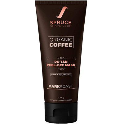 Spruce Shave Club Organic Coffee De Tan Peel Off Face Mask For Tan Removal with Kaolin Clay, Glycolic Acid & Aloe Vera | No Sulfates Or Parabens 100g