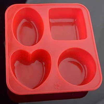 SR Silicone Circle, Square, Oval and Heart Shape Soap Cake Making Mould, Multicolor