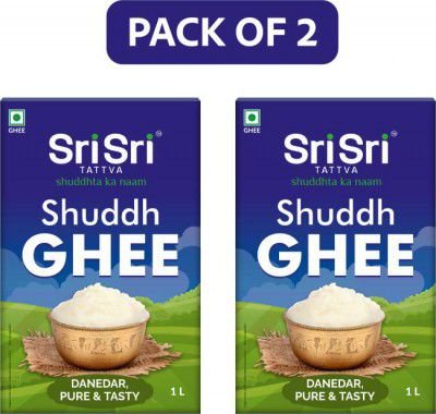 Sri Sri Tattva Shuddh Ghee - Danedar, Pure & Tasty, 1 L Tetrapack  (Pack of 2)