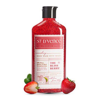 St. D’vence Bliss Berry Salicylic Acid Body Wash Shower Gel with Strawberry & Shea Butter Raw | Body Wash For Men & Women | Tan Removal Body Wash, Paraben & SLS Free, Exfoliating Body Wash | Body & Ba