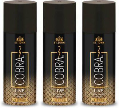 ST.JOHN Cobra Deo Live 150ml (Pack of 3) Deodorant Body Spray - For Men & Women Deodorant Spray - For Men & Women  (150 ml, Pack of 3)