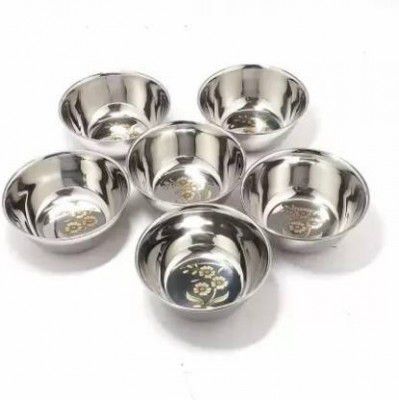 Stainless Steel Flower Printed Laser Bowl Stainless Steel Vegetable Bowl  (Steel, Pack of 10)