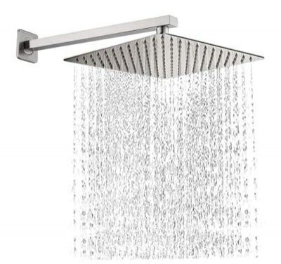 Stainless Steel Straight Ultra Slim High Pressure Rainfall Shower Head for bathroom With Arm Fit (Pack of 1) (4 Inch)