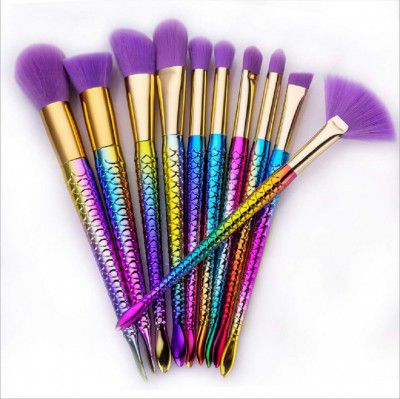 Start Makers Synthetic Bristle Makeup Brushes Set- Purple, 10 Pcs