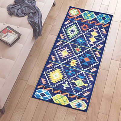 Status 3D Printed Vintage Persian Bedside Runner Carpet Rug Anti Skid Backing (56 X 140 cm, Multi) Pack of 1