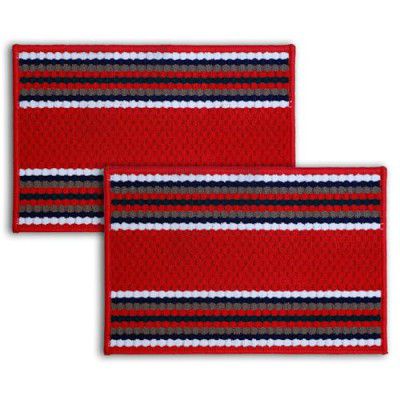 Status Contract Anti Slip Front Monsoon Doormat (38x58cm) - Pack of 2 (Red)