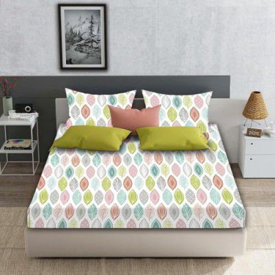 Status Contract SS-24 Cotton Feel Double Bedsheet with 2 Pillow Covers for Bed Room, Home, Hotel (Floral)