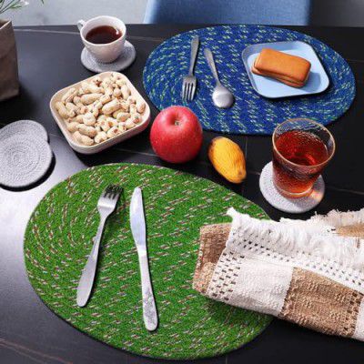 Status Multi-Purpose Braided Place Mat for Indoor Kitchen, Hall, and Room - Durable Mat for Home Decor 30x50 cm Multi-Color (Pack of 2) Random Color