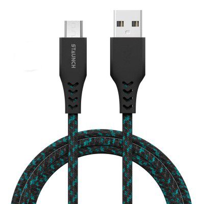 Staunch Bolt S1 Rugged Polyester Braided Unbreakable Micro Usb Fast Charging Cable For Personal Computer, Smartphone (Length - 1.5 Meter, Color - Blue)