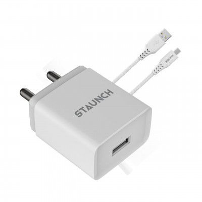 Staunch Flash 2.1A Fast Charger USB Wall Adapter BIS Approved Over-Heating Protection (with Micro Cable)