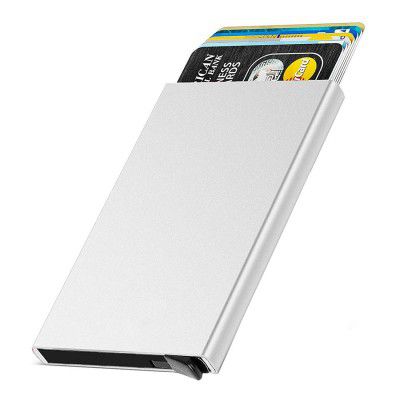 Stealodeal Silver Smart Minimalist Slim RFID Blocking Credit Card Holder Pop Up Wallet