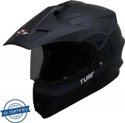 Steelbird Off Road TURF Motocross Helmet in Matt Midnight Black with Extra Clear Visor Motorbike Helmet  (Midnight Black)