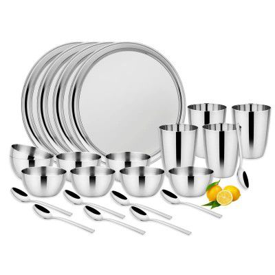 Steelcraft Premium Stainless Steel Clay Dinner Set-24 Pcs