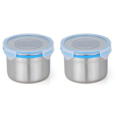 STEELLOCK Airtight Stainless Steel Containers Kitchen – Food Storage Containers (250 ml, Blue, Pack of 3, SL-1300)