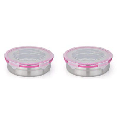 STEELLOCK Airtight Stainless Steel Containers for Kitchen – Food Storage Containers with Lids Leak Proof For Fridge Office Kids School (1150ml, Pink, Pack of 2, SL-1402)