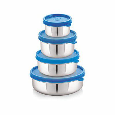 STEELLOCK Flex Stainless Steel Containers Size Deep 150ml x 1, 250ml x 1, 500ml x 1, 700ml x 1 (Blue)