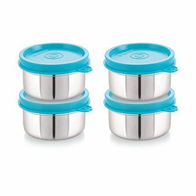 STEELLOCK Flex Stainless Steel Containers Size Deep 700ml x 4 (Turquoise)