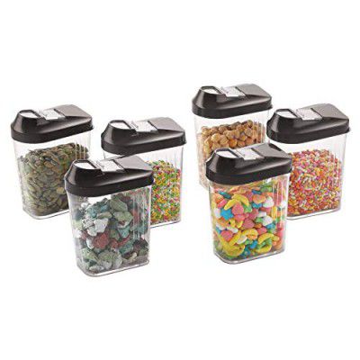 Steelo Skippar Plastic Storage Container, 6 Pcs Set, 250 ml x 6, Black