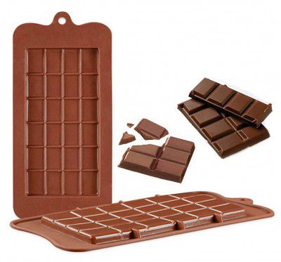 Stewit Silicone Bar Chocolate Mould Break Apart Choc Block Mould (Size : 19*16*2cm) , Chocolate Color (Pack of 1)