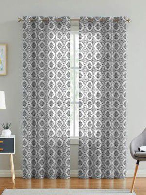 STITCHNEST Linen Textured Sheer Curtains, Semi Transparent & Light Filtering Door Curtains with Tieback and Eyelets, Pack of 2 (Door - 8 feet x 4 feet)