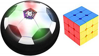 Storio Battery Powered Air Hover Football Indoor Floating Hoverball Soccer Fun Toy & Storio Cubes 3x3 High Speed Sticker Less Magic Puzzle Cube Game Toy