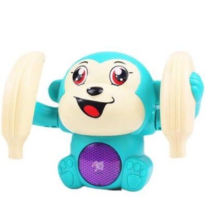 Storio Dancing Monkey Musical Toy for Kids Baby Spinning Rolling Doll Tumble Toy with Voice Control Musical Light and Sound Effects with Sensor