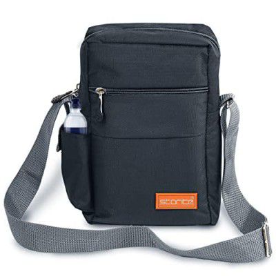 Storite 10 Inch Stylish Padded Mini Sling Bag for Men and Women, Small Passport Travel Bag and Small Sling Bag (25x16x7.5cm) (Dark Grey)