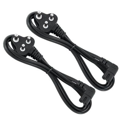 Storite 2 Pack 2 M 2-Pin Universal AC Laptop Power Cable Cord 2 Pin Plug - L Shape Adapter Charger Laptop/Camera/Printer (Black)