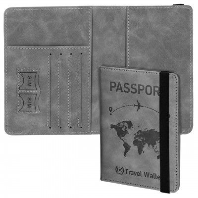 Storite Grey RFID Blocking PU Leather Travel Passport Holder Cover (14.8 X 11CM) (Grey)