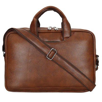 Storite PU Leather 14 inch Laptop Messenger Organizer Bag/Shoulder Sling Office Bag for Men & Women – (37x 27x7 cm Light Brown)