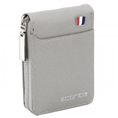 Storite PU Leather 9 Slot Vertical Credit Debit Card Holder Money Wallet Zipper Coin Purse (11.5 x 2 x 8 cm)