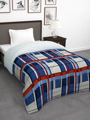 Story@home Beige & Blue Geometric AC Room Single Bed Reversible Comforter