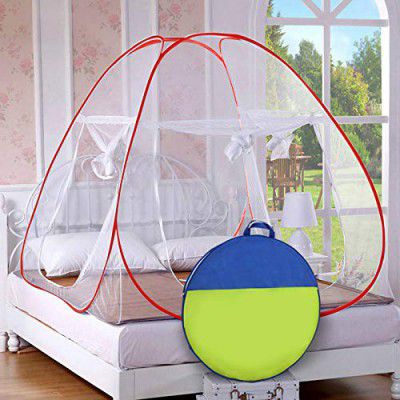 Story@Home Foldable Mosquito Net(King Size/Queen Size Double Bed) (Red)