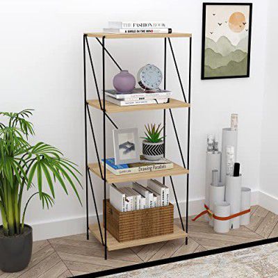 Story@Home Lazywud Collection Do-It-Yourself Book Shelf, Book Stand for Living Room, Kids Room and Study Room(4 Tier), (Summer Oak Finish)