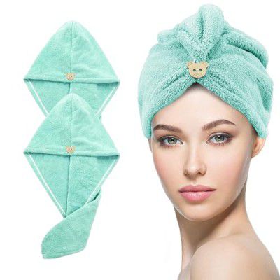 Story@Home, Microfiber Hair towel wrap, Hair towel, Hair drying bathrobe, towel cap, Super soft, Super Absorbent, Quick dry, 400 GSM- 66CM X 23CM- SET of 2