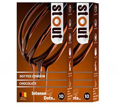 Stout Extra Dotted Chocolate Flavoured Condoms For Men| 10 Count |Pack of 2