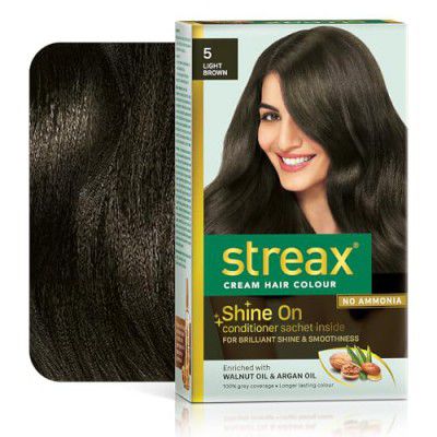 Streax Permanent Hair Colour, 100% Grey coverage, Infused with Argan and Walnut Oil, 120 ml, Pack of 1