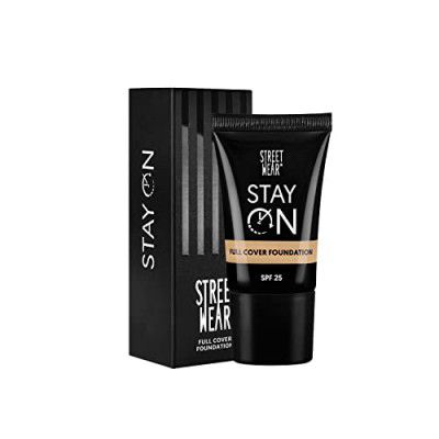 Street Wear Stay on Full Cover Lotion Foundation - Natural Sand with SPF-25, 18g, 16hrs Long Wear, Non Comedogenic, Matte Finish, Sweatproof (Contains Aloe Vera)