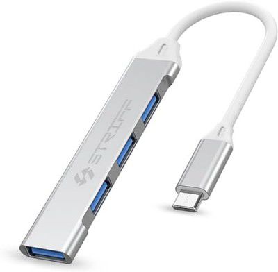 STRIFF 4-in-1 USB Hub Type C Multiport Adapter, Type c to USB Connector, USB c hub, Type c hub, with Fast Data Transfer Speed for PC, Laptops, MacBooks (Silver)