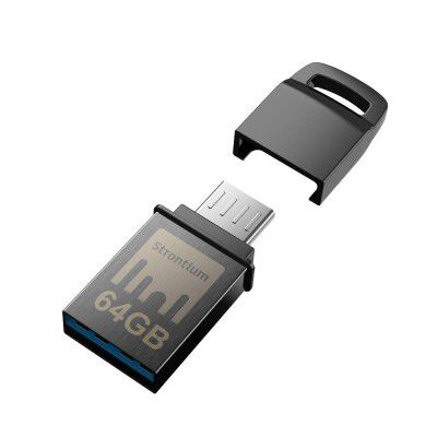 Strontium Micro USB Type B, USB 3.1 Type A Nitro64Gb One OTG 3.1 150 MBPS Flash Drive (Grey)