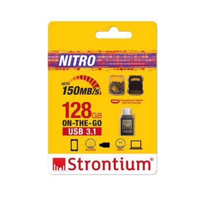 Strontium Nitro USB 128 GB One OTG 3.1 150 MBPS Flash Drive (Grey)