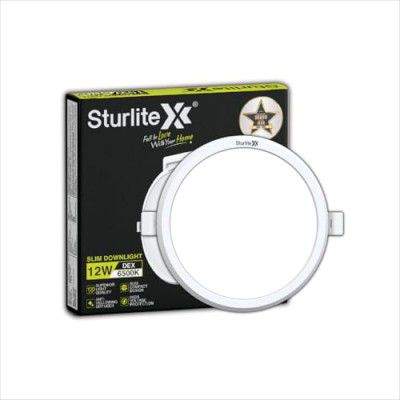 Sturlite Dex 12W Round LED Downlight| Cool White Color Temperature| 1200 Lumens with CRI Tech for Various Ceiling Types and Rooms - (Pack of 1)