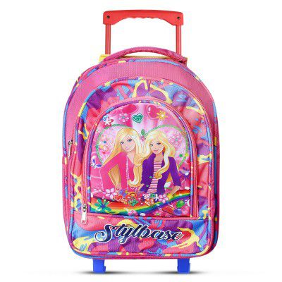 Stylbase Boy's and Girl's Soft Fabric Children Wheels Trolley Book Backpack School Travel Luggage (Multicolor)