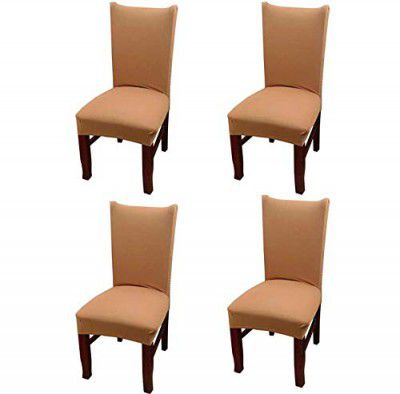 Styleys Polyester Chair Cover Elastic Chair Covers Stretchable Removable Washable Dining Chair Covers Set of 4Protector Seat Slipcovers (Set of 4, SD23 Beige)