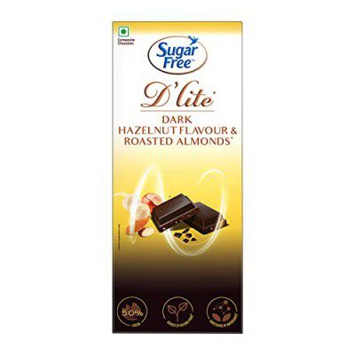 Sugar Free D'lite Hazelnut & Almonds Dark Chocolate Bar, 80 g